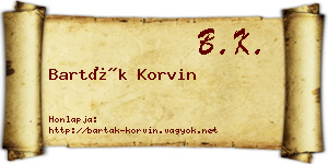 Barták Korvin névjegykártya